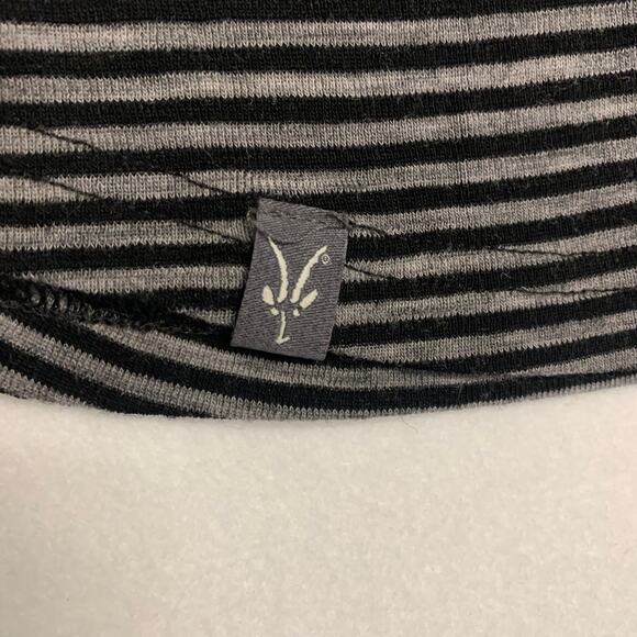 Ibex Woolies 150 Merino Wool Base Layer Half Quarter Zip Pullover Gray Striped - Picture 4 of 5